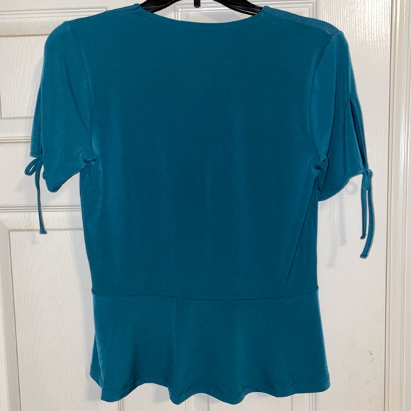 Michael Kors Solid Peplum Kit Top in Atlantic - Picture 5 of 6
